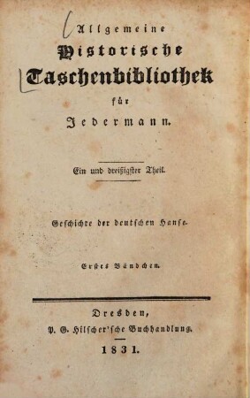 Geschichte der deutschen Hanse, Bdch. 1
