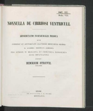 Nonnulla De Cirrhosi Ventriculi.