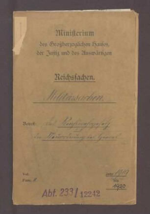 Das Reichswehrgesetz und die Neuordnung des Heeres (II)