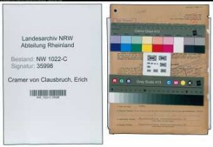 Entnazifizierung Erich Cramer von Clausbruch , geb. 03.02.1904 (Kaufmann)