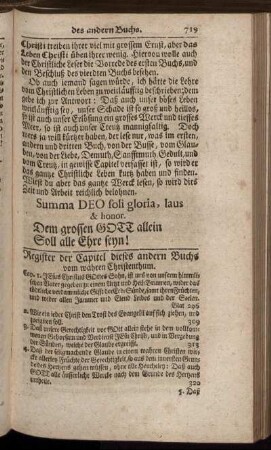 Register der Capitel dieses andern Buchs vom wahren Christenthum.