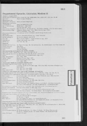 Department Sprache, Literatur, Medien II