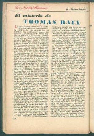 El misterio de Thomas Bata : La novela humana