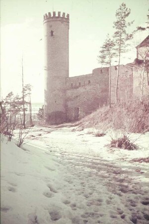 Deutschland. Burgruine. Teilansicht mit Turm