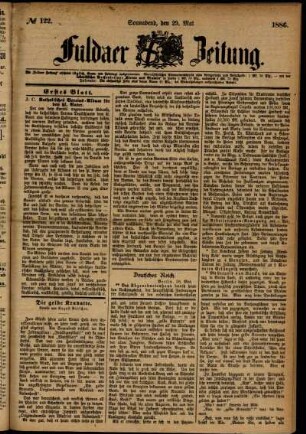 Ausgabe vom Samstag, den 29. Mai 1886.