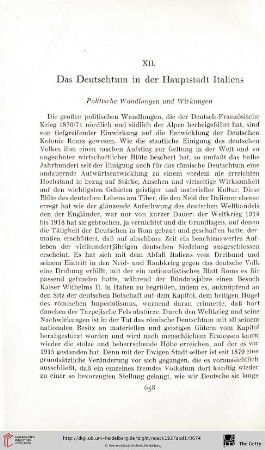 XII. Das Deutschtum in der Hauptstadt Italiens