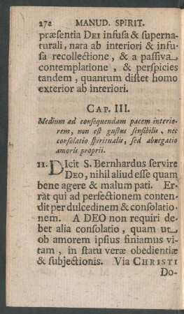 Cap. III. Medium ad consequendam pacem interiorem ...