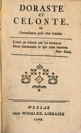Doraste Et Celonte, ou l'inconstance peut-etre louable