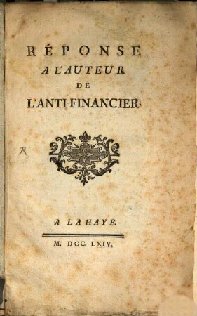 Réponse à l'auteur de l'Anti-Financier