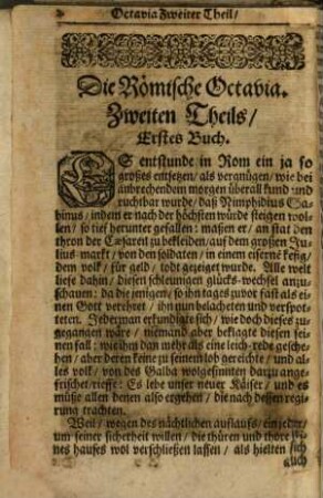 Octavia : Römische Geschichte. Der Hochlöblichen Nymfen-Gesellschaft an der Donau gewidmet, 2