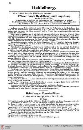 Fremdenführer für Heidelberg und Umgebung