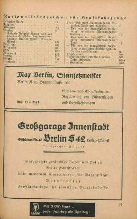 Nationalitätszeichen für Kraftfahrzeuge