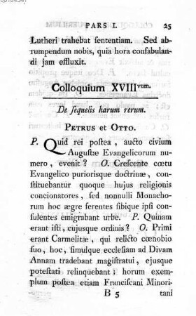 Colloquium XVIII vum. De sequelis harum rerum