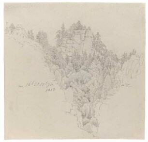 Felsenkluft (Teufelsturm). Krippen 1813