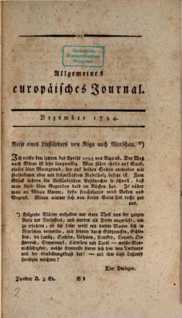 Allgemeines europäisches Journal, 2. 1794, Stück 3