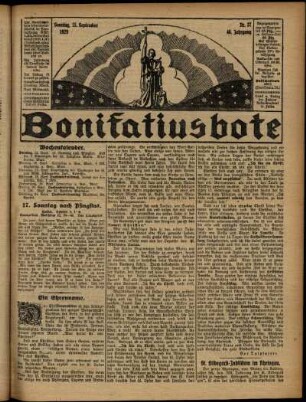Erste Ausgabe vom Sonntag, den 15. September 1929.