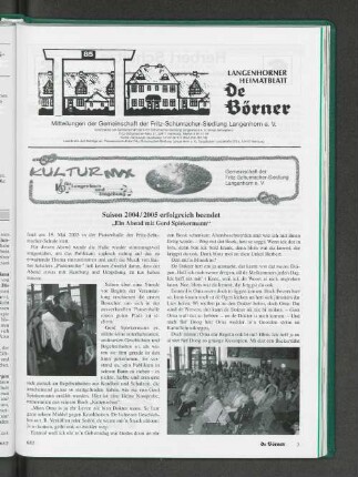 Saison 2004/2005 erfolgreich beendet "Ein Abend mit Gerd Spiekermann"