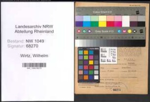 Entnazifizierung Wilhelm Wirtz , geb. 23.11.1894 (Schreiner)