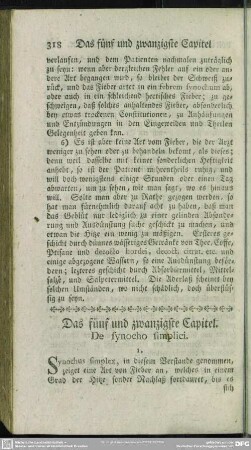 Das fünf und zwanzigste Capitel. De synocho simplici