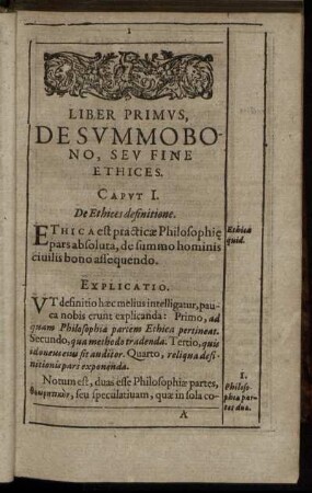 Caput I. De Ethices definitione.