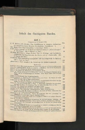 Inhalt des fünfzigsten Bandes