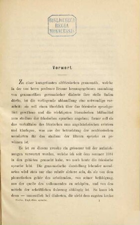 Zur Geschichte der englisch-friesischen Sprache, 1