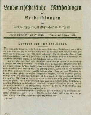Zweiten Bandes 1stes und 2tes Stück. - Januar und Februar 1831.