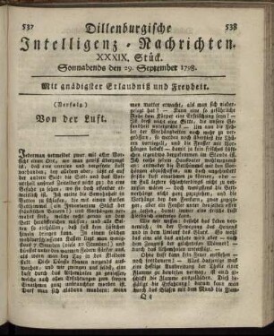 XXXIX. Stück. Sonnabends den 29. September 1798.