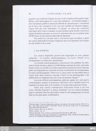I. Les Sources