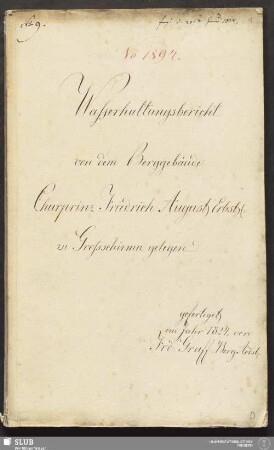 Waßerhaltungsbericht von dem Berggebäude Churprinz Friedrich August Erbst: zu Großschirma gelegen - 18.6555 4.
