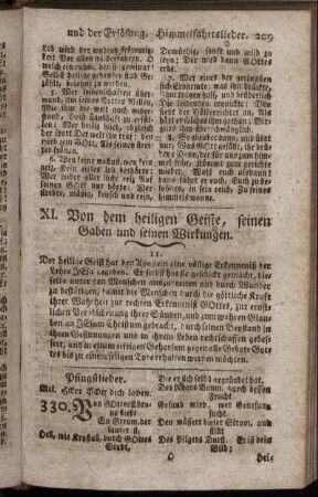 XI. Von dem heiligen Geiste, seinen Gaben und seinen Wirkungen.