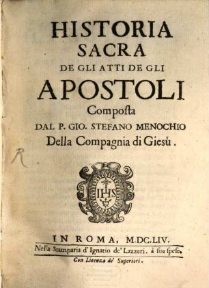Historia sacra degli atti degli Apostoli