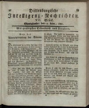 VII. Stück. Sonnabends: den 12. Febr., 1791.