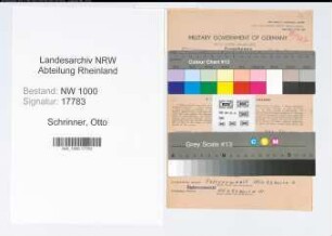 Entnazifizierung Otto Schrinner, geb. 07.02.1904 (Postbeamter)