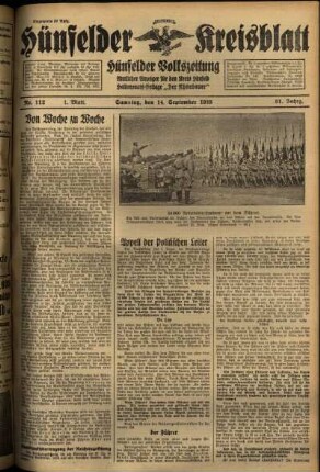 Erste Ausgabe vom Samstag, den 14. September 1935.