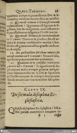 Caput IX. De formula disciplinae Ecclesiasticae