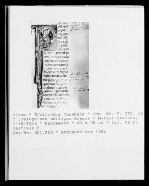 Dialoge des heiligen Gregor — Initiale P, Folio fol. 75 r