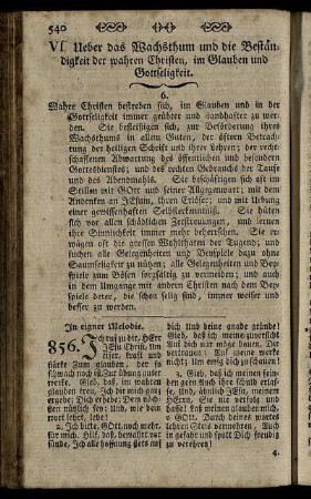 VI. Ueber das Wachsthum und die Beständigkeit der wahren Christen, im Glauben und Gottseligkeit.