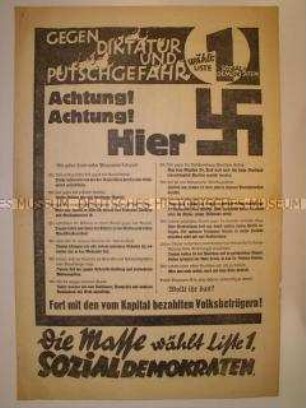 Wahl-Sonderdruck der SPD zur Reichstagswahl 1932
