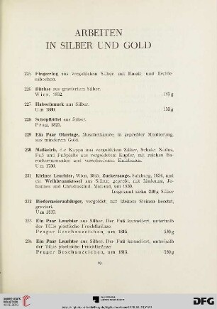 Arbeiten in Silber und Gold (Nr.225-245)