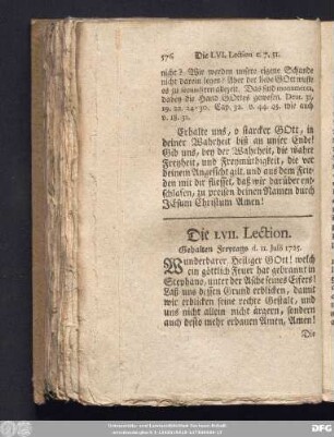 Die LVII. Lection. Gehalten Freytags d. 11. Julii 1725.