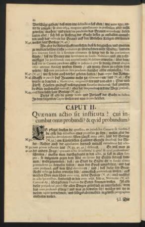 Caput II. Quaenam actio sit instituta? cui incumbat onus probandi? & quid probandum?