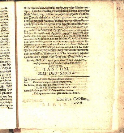 Gratulationes [Beiträger: Henricus Coselius. Augustus Buchnerius. Daniel Voigt.]