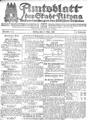 Nummer 11 : Freitag, den 17. März 1922