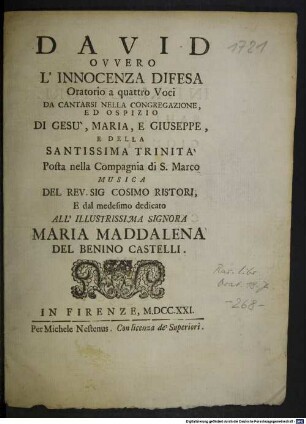 David ovvero l'innocenza difesa