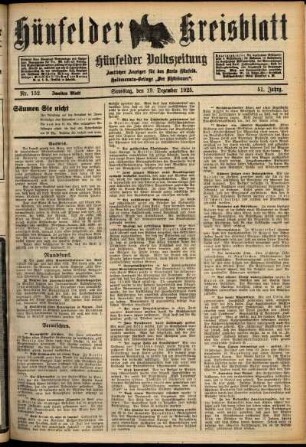 Zweite Ausgabe vom Samstag, den 19. Dezember 1925.