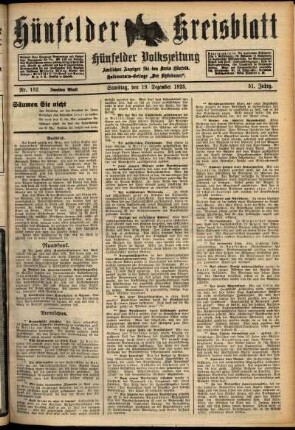 Zweite Ausgabe vom Samstag, den 19. Dezember 1925.