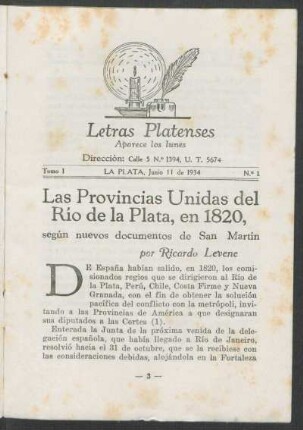 1.1934=Nr. 1: Las Provincias Unidas del Río de la Plata, en 1820
