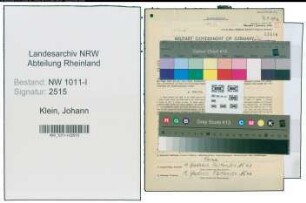 Entnazifizierung Johann Klein , geb. 18.01.1903 (Postbetriebsassistent)