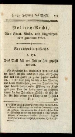 Policey-Recht, Von Staat, Kirche, und bürgerlichem oder gemeinem Leben